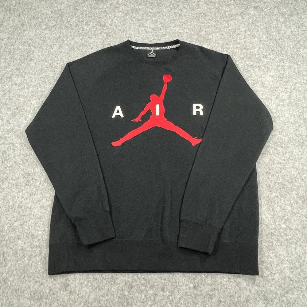 Jordan Mens Sweatshirt XL Black Jumpman Air Graphic Raglan Pullover